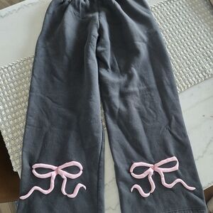 Edikted Charcoal Pants with Pink Bow Details